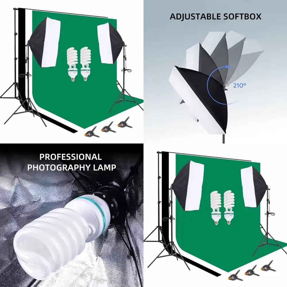Photography Lighting Kit With Backdrop - 1 Photo Studio Equipment 2.6*3m Background