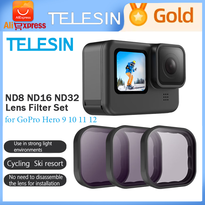 TELESIN GP9 ND8 ND16 ND32 CPL  - Gopro Action Camera Hero 12 Black 评论和价格