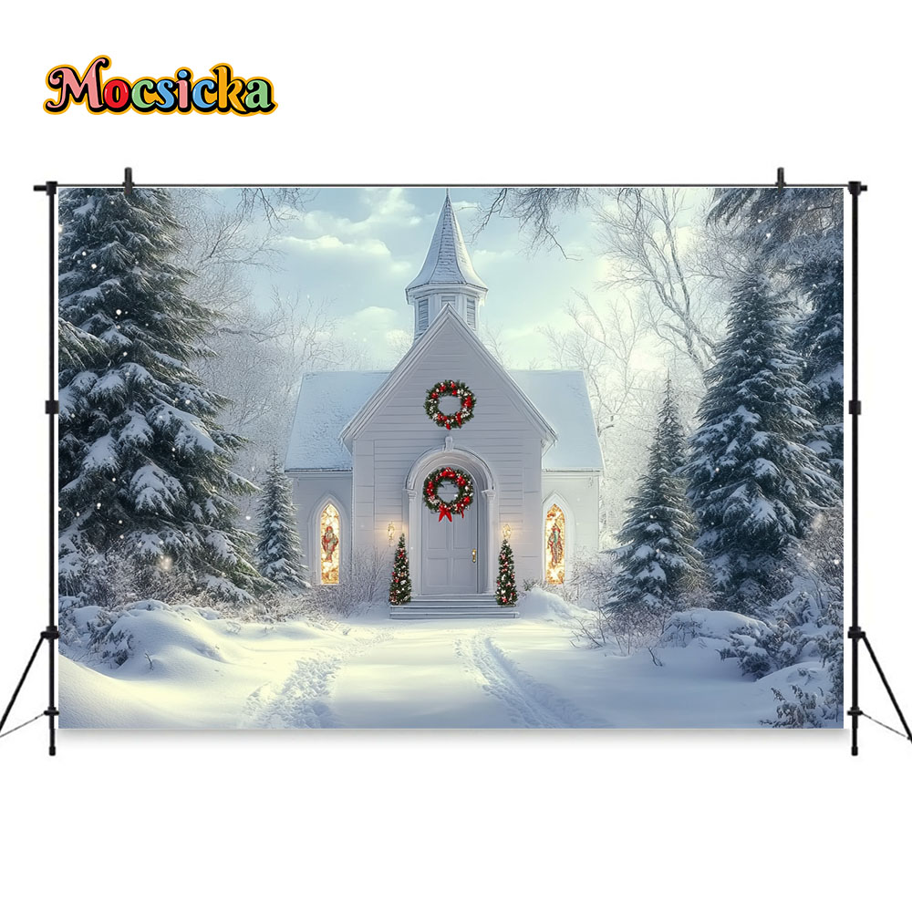 Mocsicka White Christmas Churc - Photography Lighting White Background 评论和价格